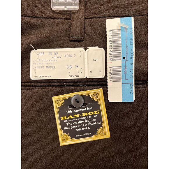 VTG Authentic Knit 100% Polyester Brown Dress Pants Mens 36 USA Made Ban-Rol - Picture 3 of 16